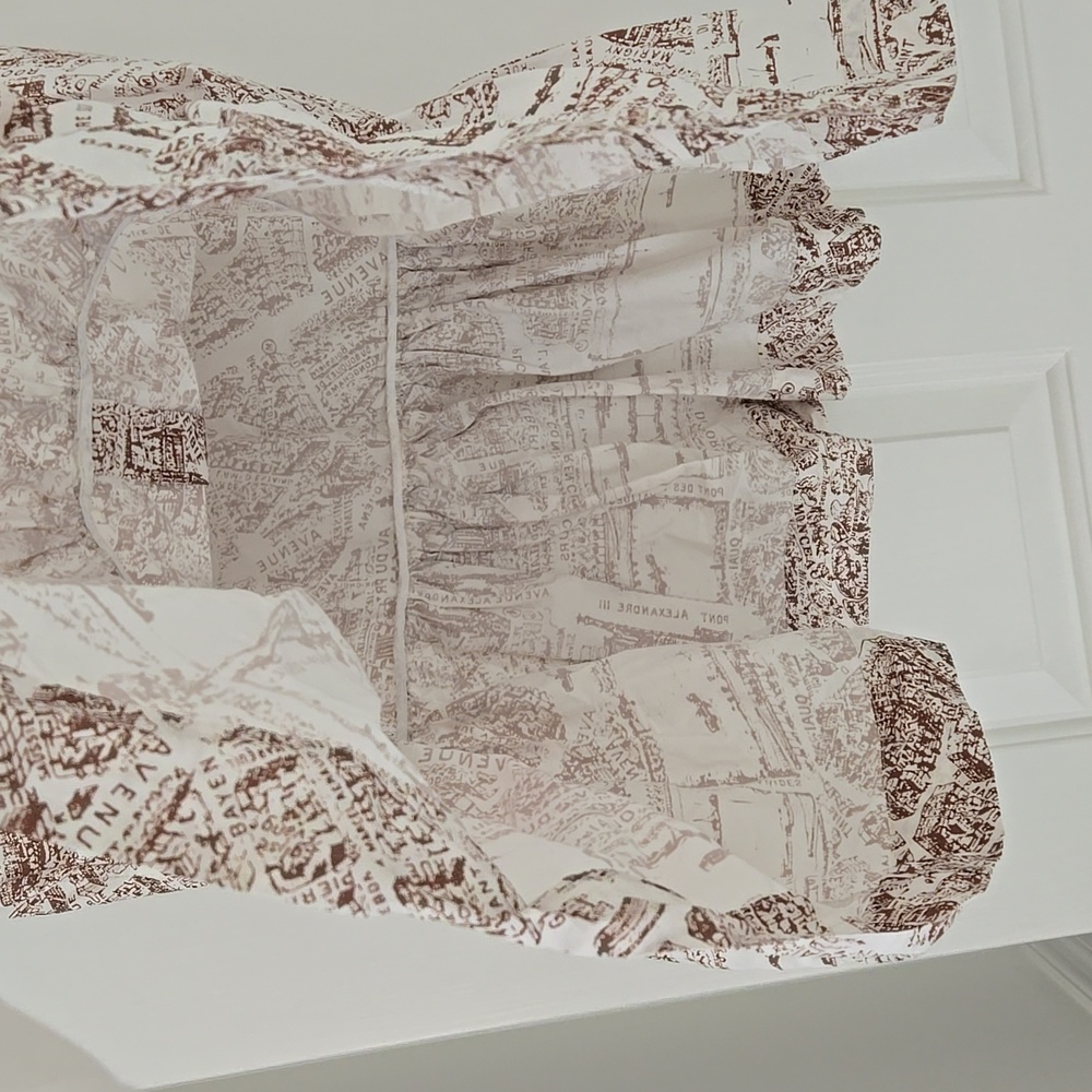 DIOR • Brown and Cream Map Print Mini Dress, Size 6 - Picture 5 of 7
